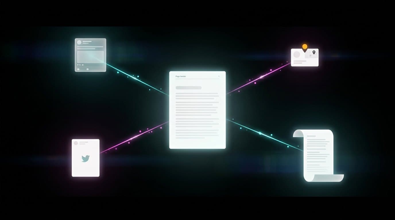 Diagram showing a single video radiating multiple streams of JSON-LD schema and citation flow over a Tampa skyline, the SearchGPT Deployment Kit Citation Loop.
